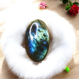 Rare & Unique Color Sheen Natural Labradorite Gemstone Cabochon 50 Carats